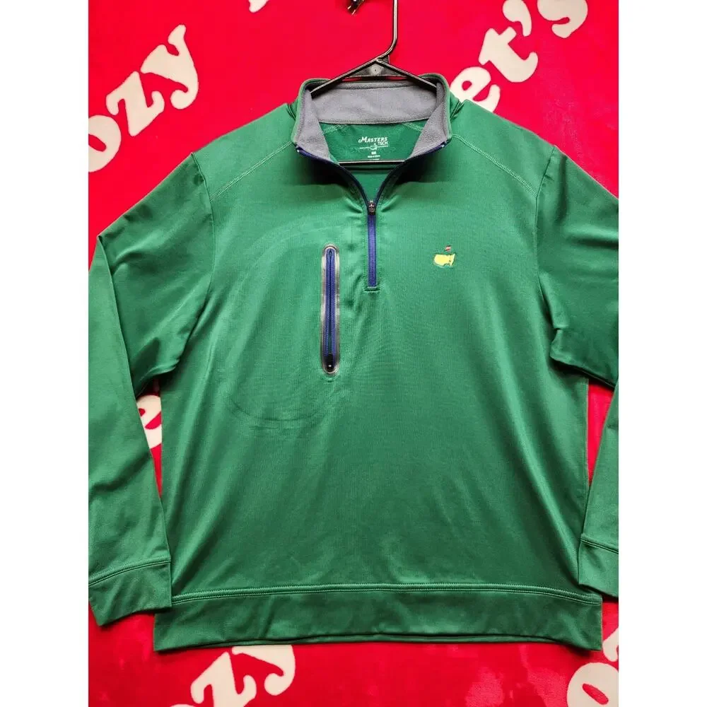 Masters Tech Augusta National 1/4 Zip Pullover Green Golf Jacket Mens Small - Picture 5 of 14